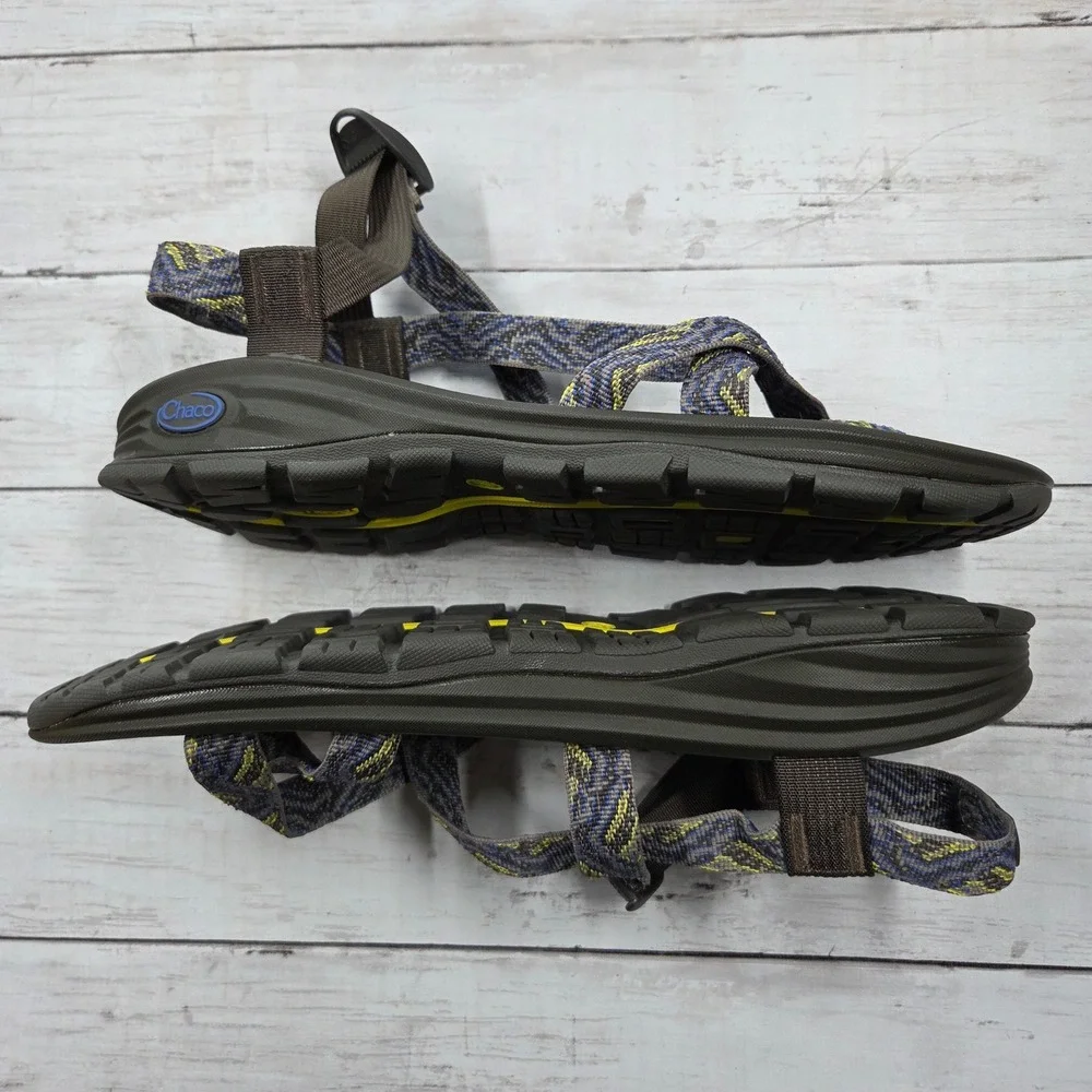 Chaco Sandals‎ Mens 13 Brown Blue Yellow Double Strap Toe Loop J105515